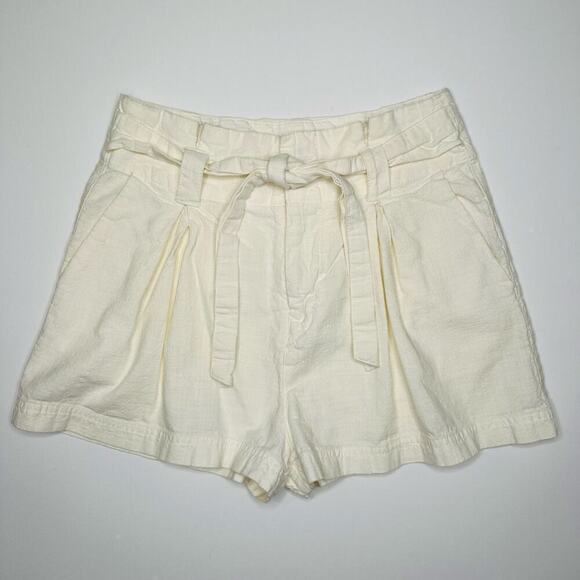 Free People Off White Women’s Tie Waist Pleated Shorts - Picture 1 of 7